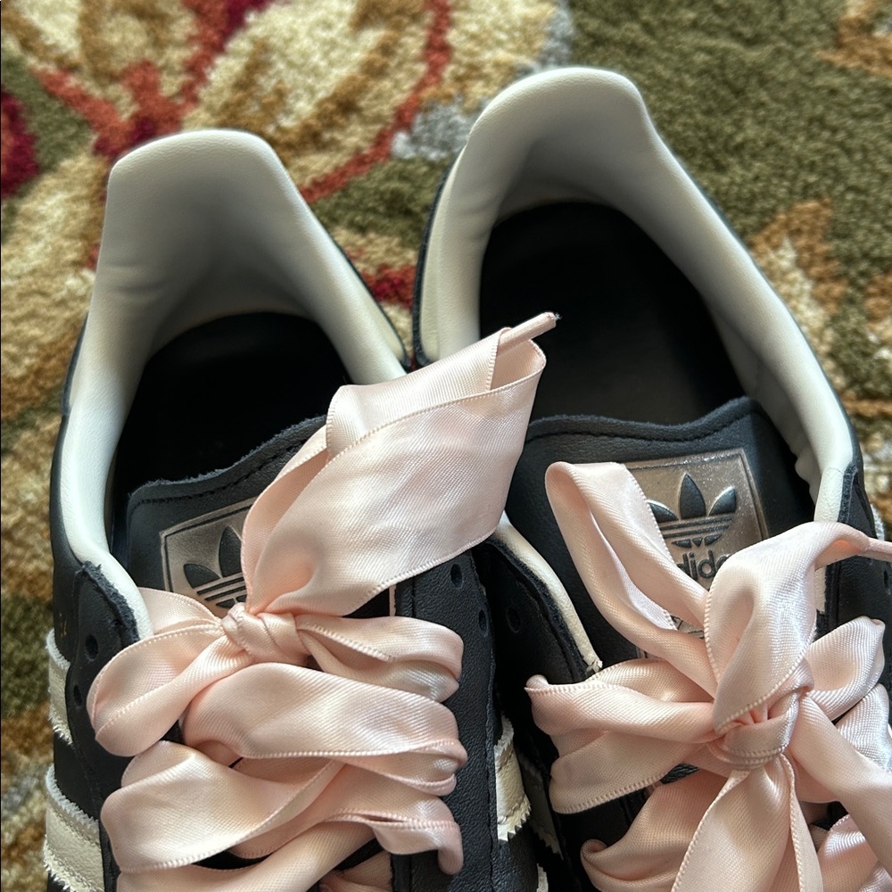 Adidas Women’s Samba Black Wonder Quartz Ribbon Laces Balletcore Coquette Size 8 - Picture 4 of 11